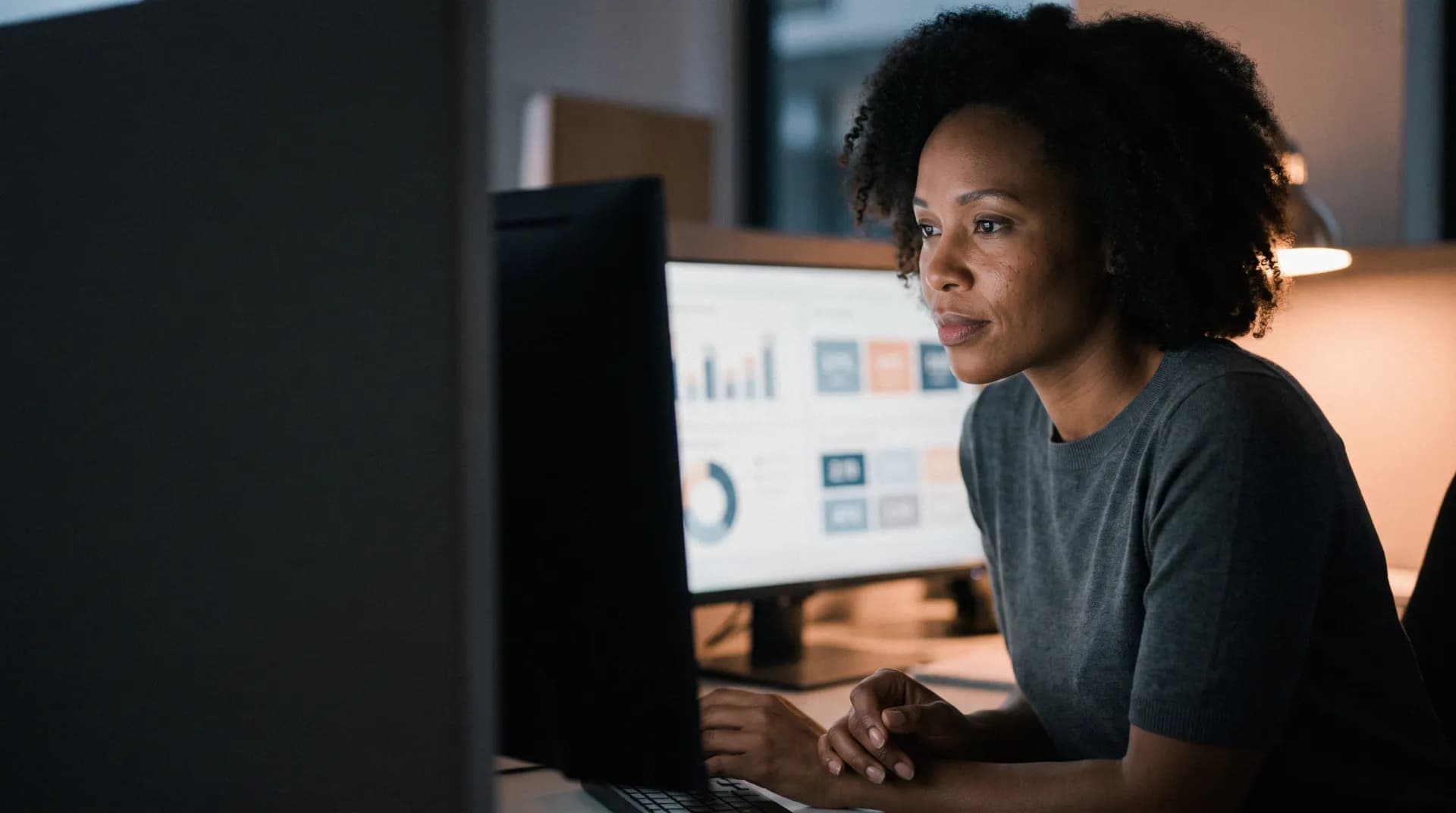 A manager looking at her dashboards.